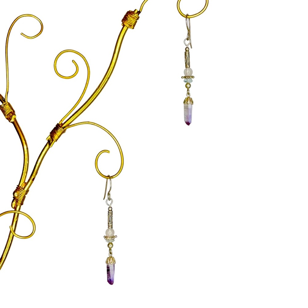 Amethyst Crystal Dangle Earrings